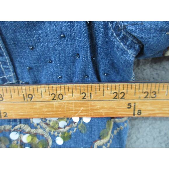 Chico's Design Embroidered Embellished Size 2 (Large) Boho Denim Jacket - Picture 12 of 16